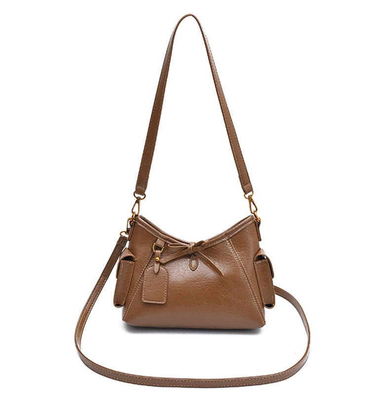 Women's Medium PU Solid Color Elegant Streetwear Bucket Zipper Bucket Bag