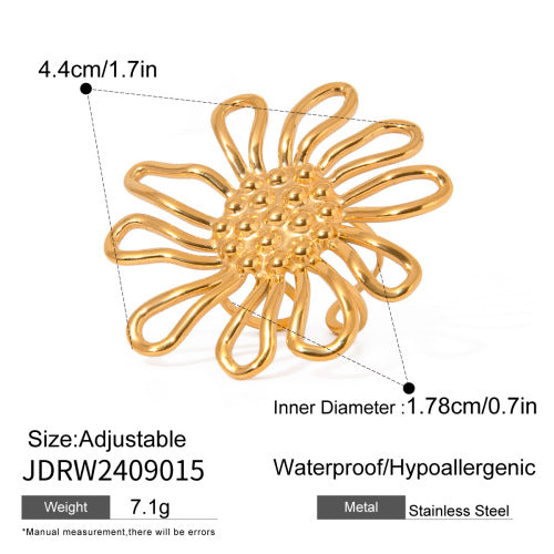 Jie Ding 18K Gold-Plated Stainless Steel Geometric Ring Buckle Bracelet Titanium Steel Jewelry