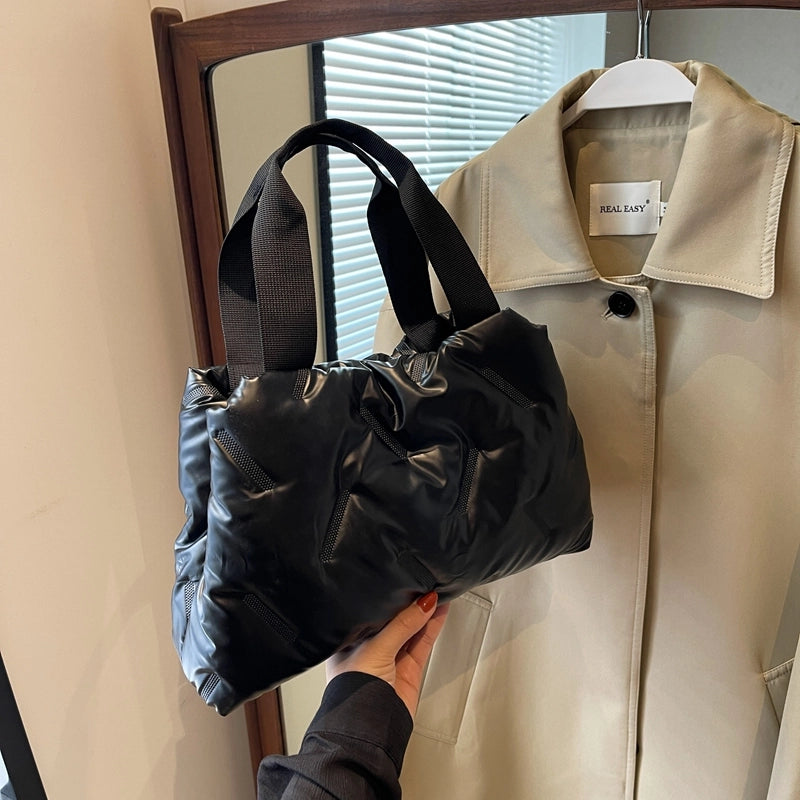 Women's Polyester Solid Color Classic Style Sewing Thread Square Zipper Handbag