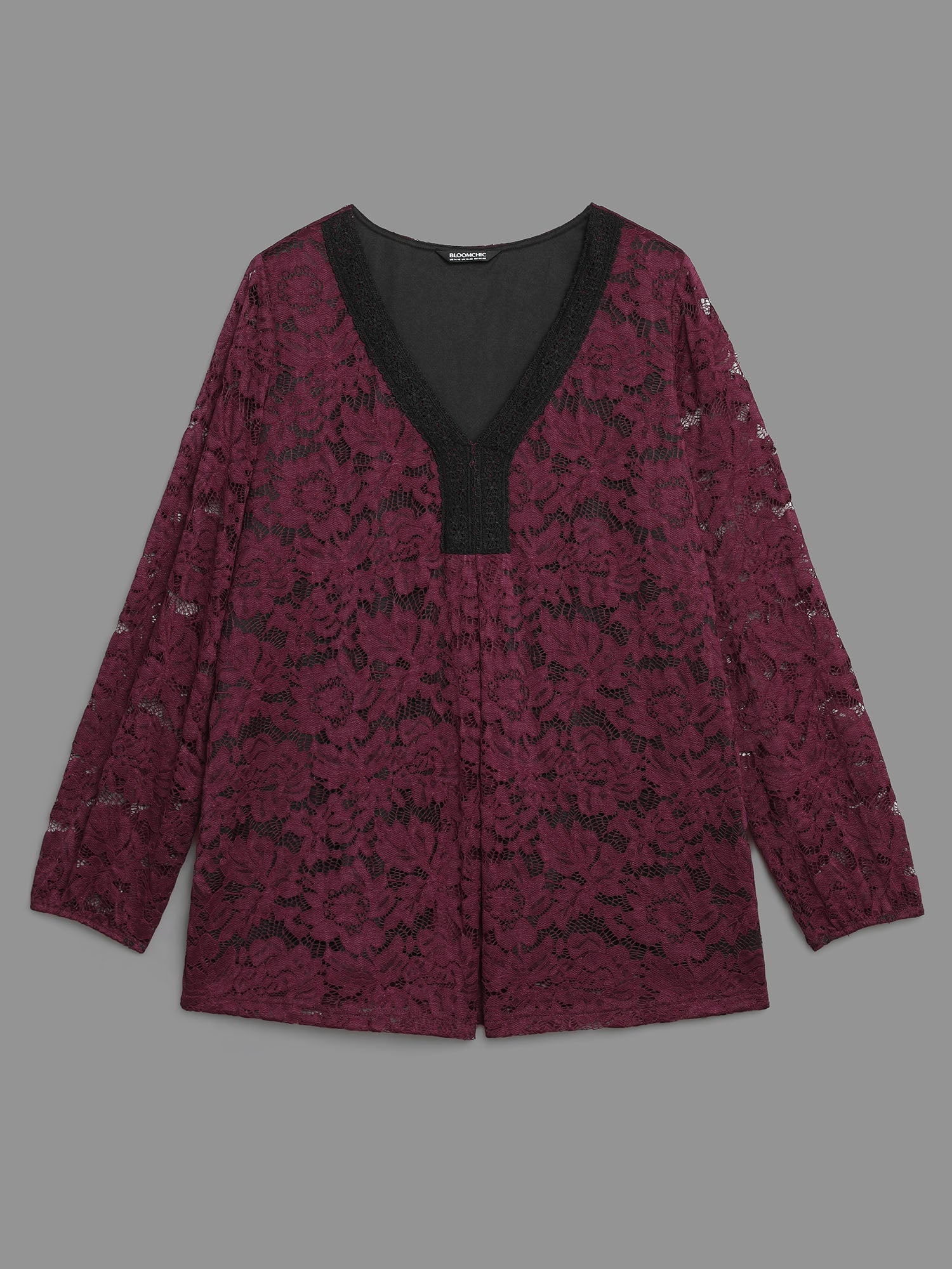 Sheer Lace Sleeve Pleated Slim-Fit Blouse