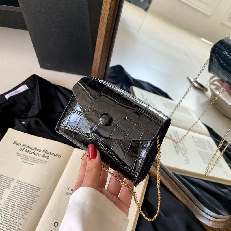 Women's Pu Leather Solid Color Classic Style Square Flip Cover Shoulder Bag Crossbody Bag
