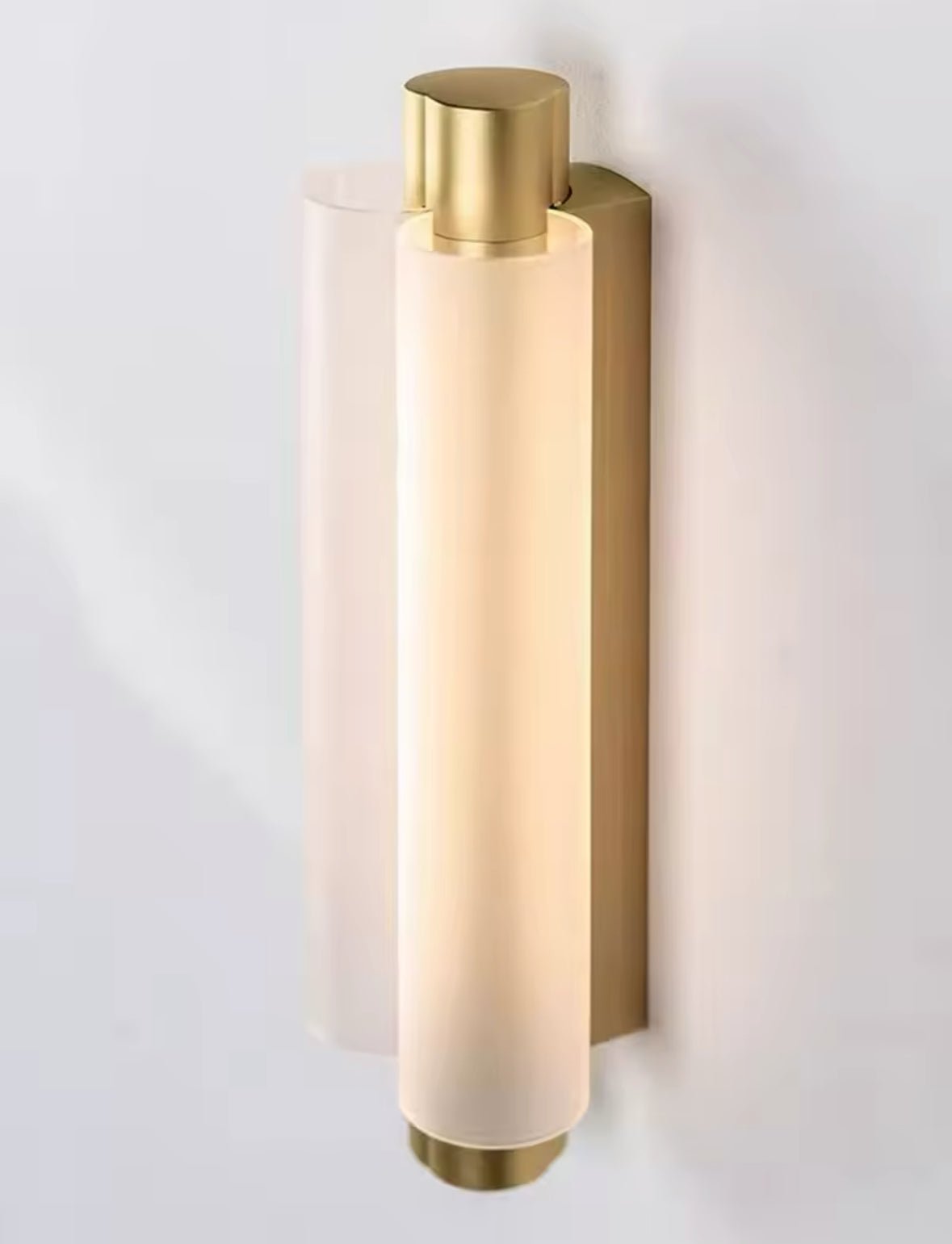 Modern Vertical Cylinder Wall Light with Gold Accents