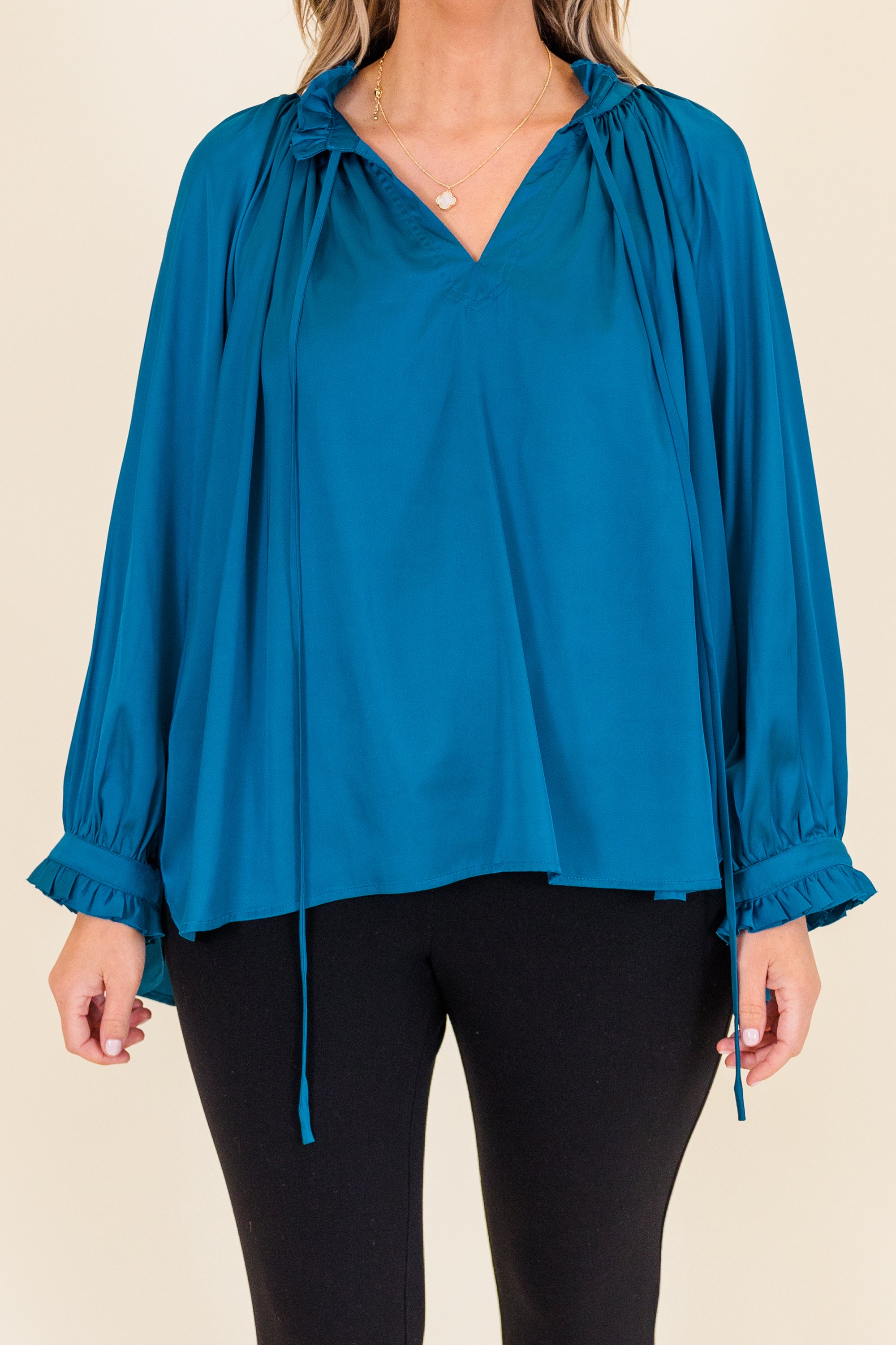 Lagoon Shimmer Blouse. Blue