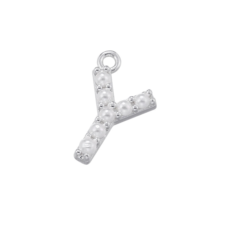 Casual Elegant Minimalist Letter Copper Plating Inlay Artificial Pearls 18k Gold Plated Charms