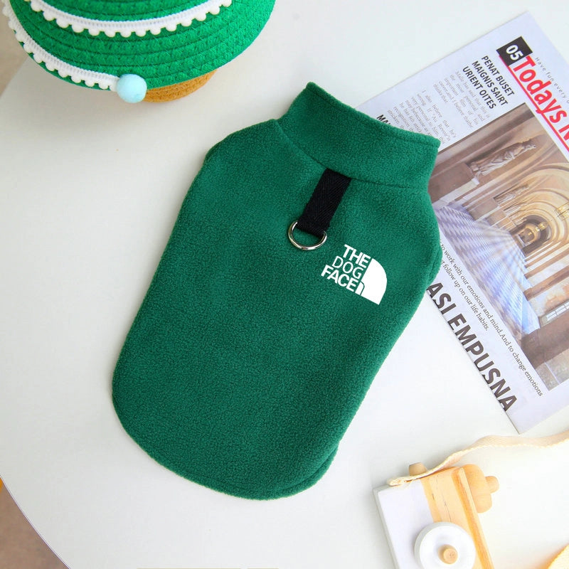 Autumn/winter Thickened Fleece Pet Clothing Trendy Dog Jacket Vest Ring Puller Thickened Dog Clothes Outerwear