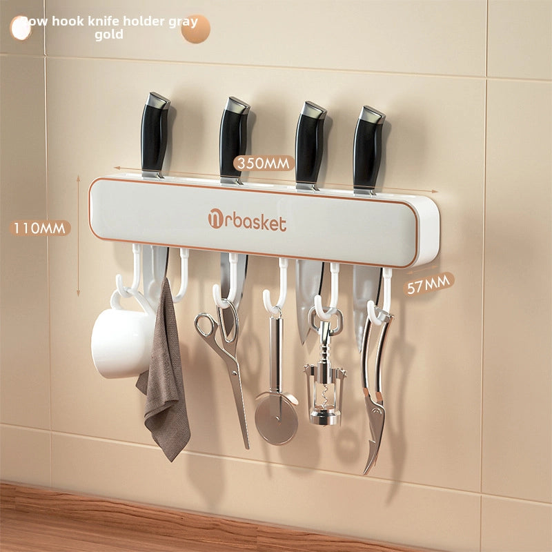 Knife Holder Wall-mounted Household Kitchen Supplies Knife Holder Knife Hook Integrated Storage Rack Multifunctional Kitchen Knife Storage Rack