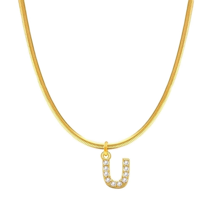 304 Stainless Steel Copper Retro Classic Style Inlay Letter Zircon Pendant Necklace
