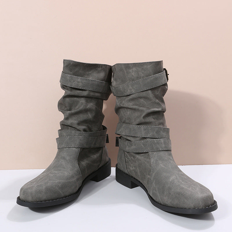 👢Low Heel Boots with Buckle for Women👢 - Walk in Comfort and Style.
