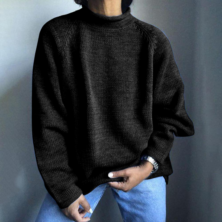 Solid Color Pullover Loose Mid Turtleneck Sweater