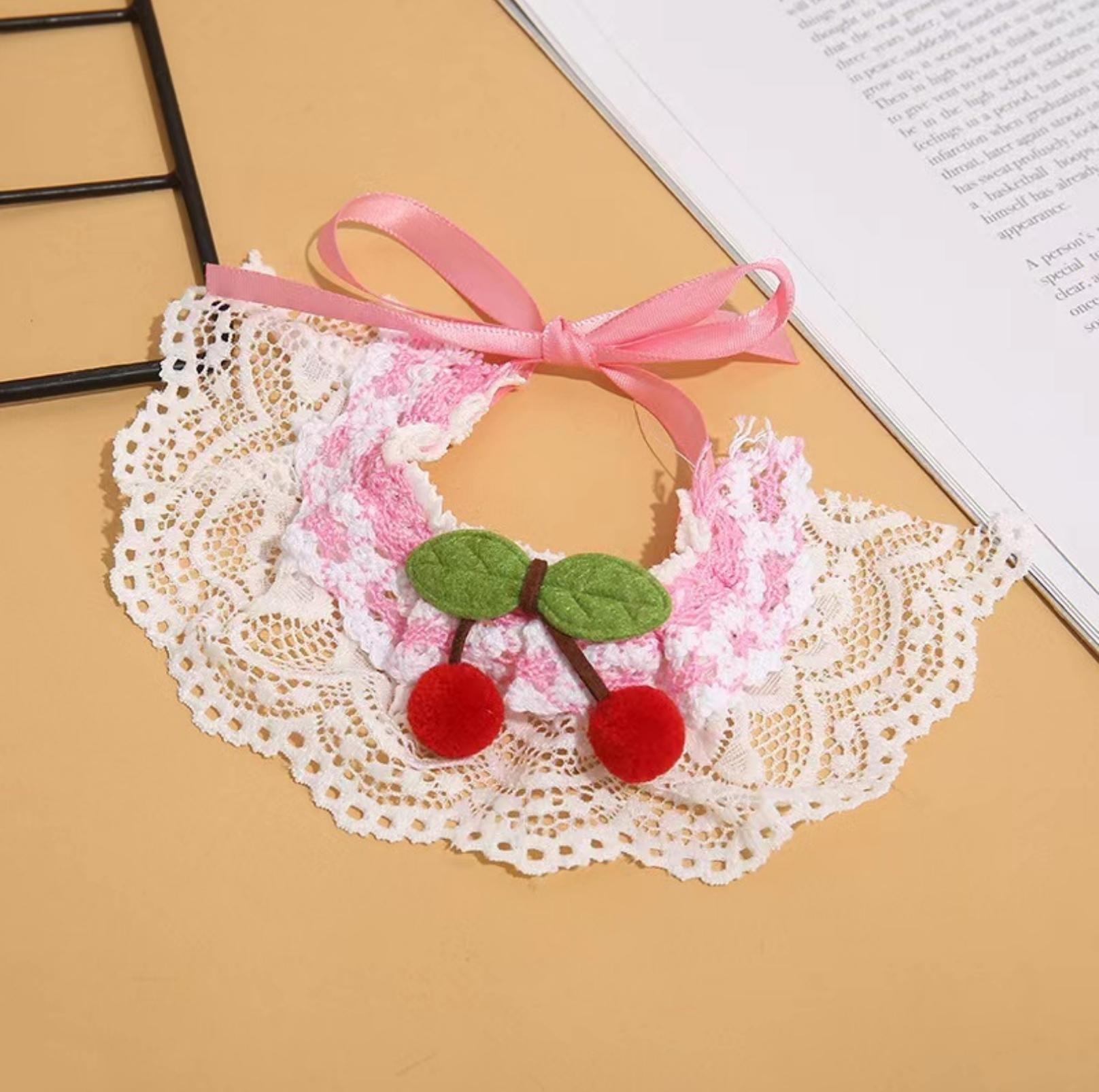 Lace Cherry Pet Bib Cat And Dog Accessories