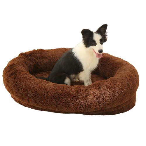 Fluffy Oval-Shaped Pet Bed - Cocoa