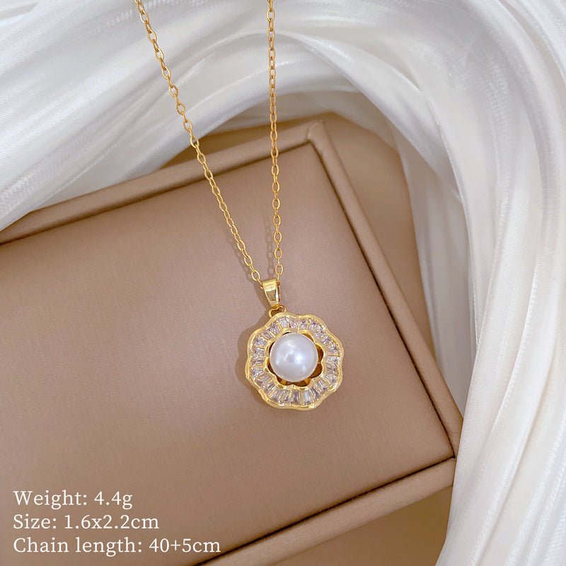 Copper Micro-Inlaid Necklace For Women Copper Micro-Inlaid Real Gold Electroplating Simple Ins Exquisite Clavicle Chain Neck Chain