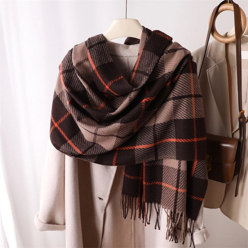 Women's Elegant Classic Style Color Block Polyester Printing Scarf