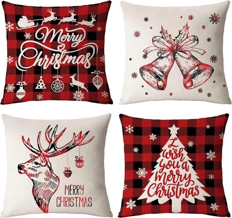 Christmas Casual Glam Christmas Tree Cotton And Linen Pillow Cases Couch & Sofa Decor