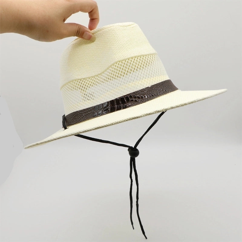 Men's Streetwear Color Block Flat Eaves Straw Hat