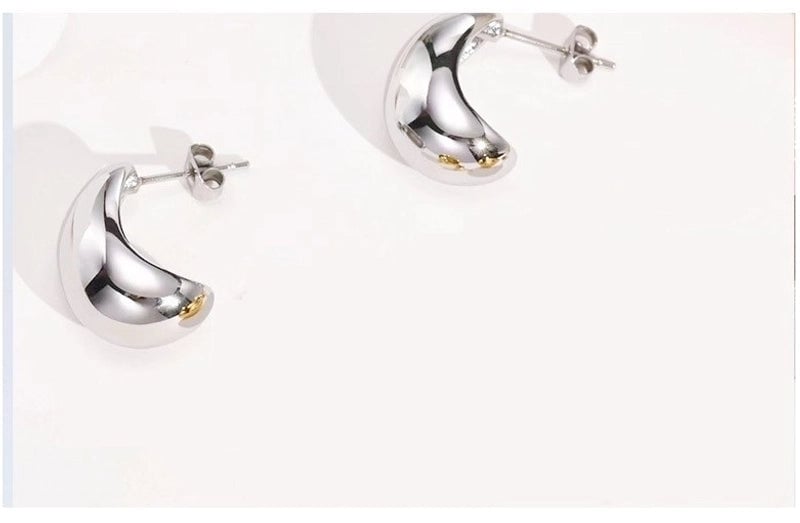 1 Pair Minimalist C Shape Plating Titanium Steel Ear Studs