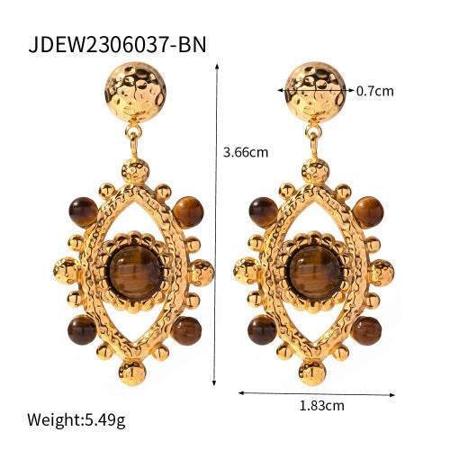 Jie Ding Stainless Steel Tiger Eye Stone Ring Antique Ring Titanium Steel Bracelet Rings