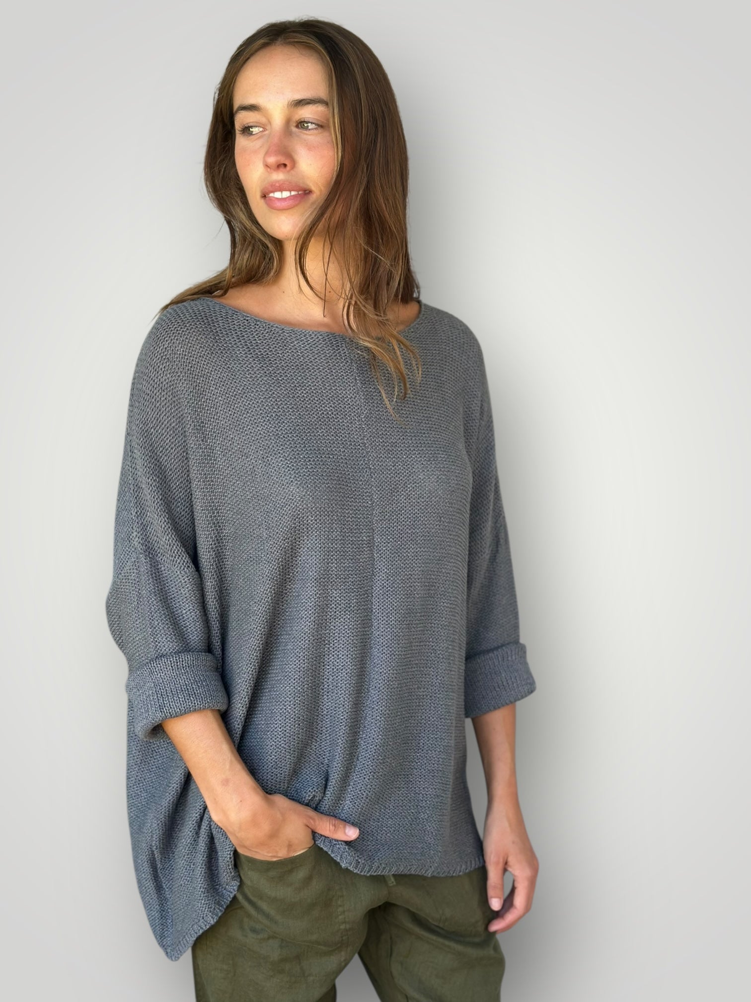 slate grey cotton knit