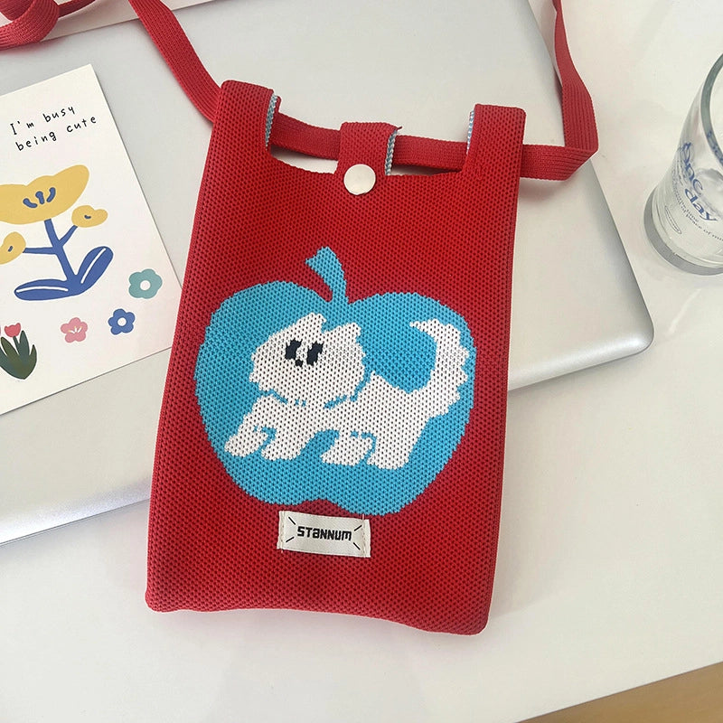 Women's Polyester Printing Animal Color Block Cute Square Buckle Shoulder Bag Phone Wallets