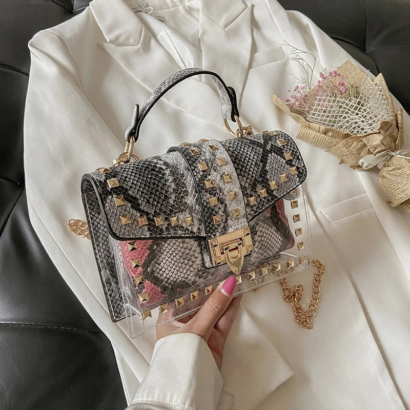 Snakeskin Pattern Buckle Single Shoulder Messenger Small Square Bag