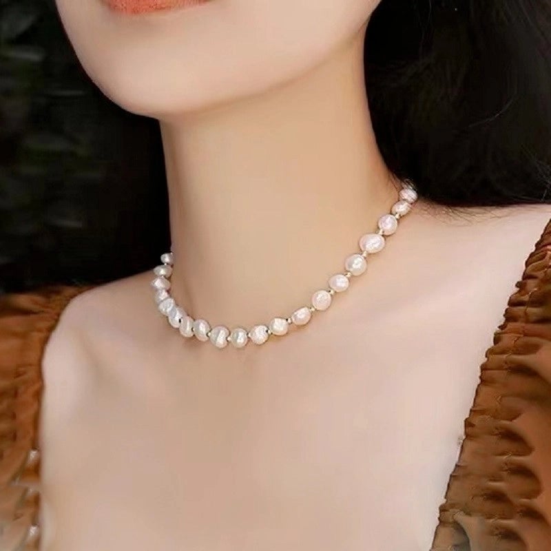Alloy Freshwater Pearl Copper Fashion Solid Color Irregular Necklace