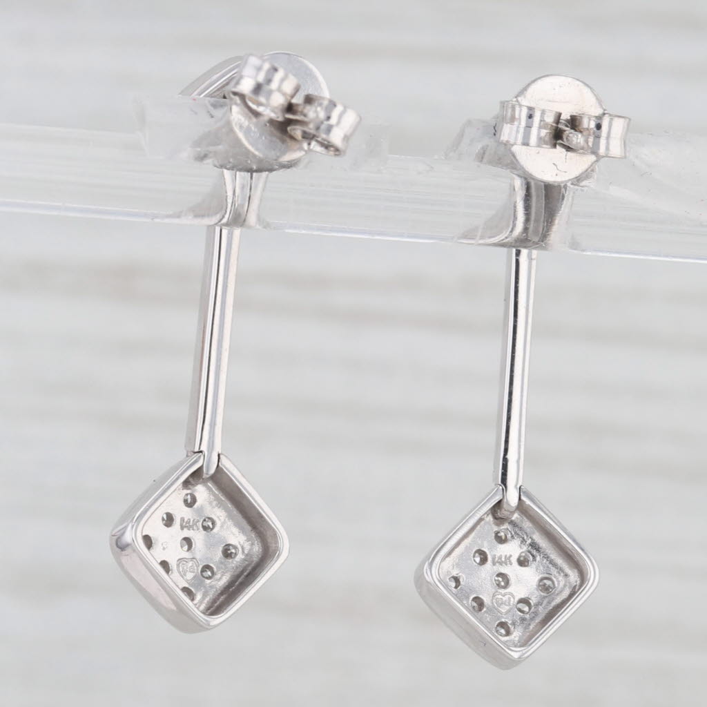 0.10ctw Pave Diamond Drop Earrings 14k White Gold
