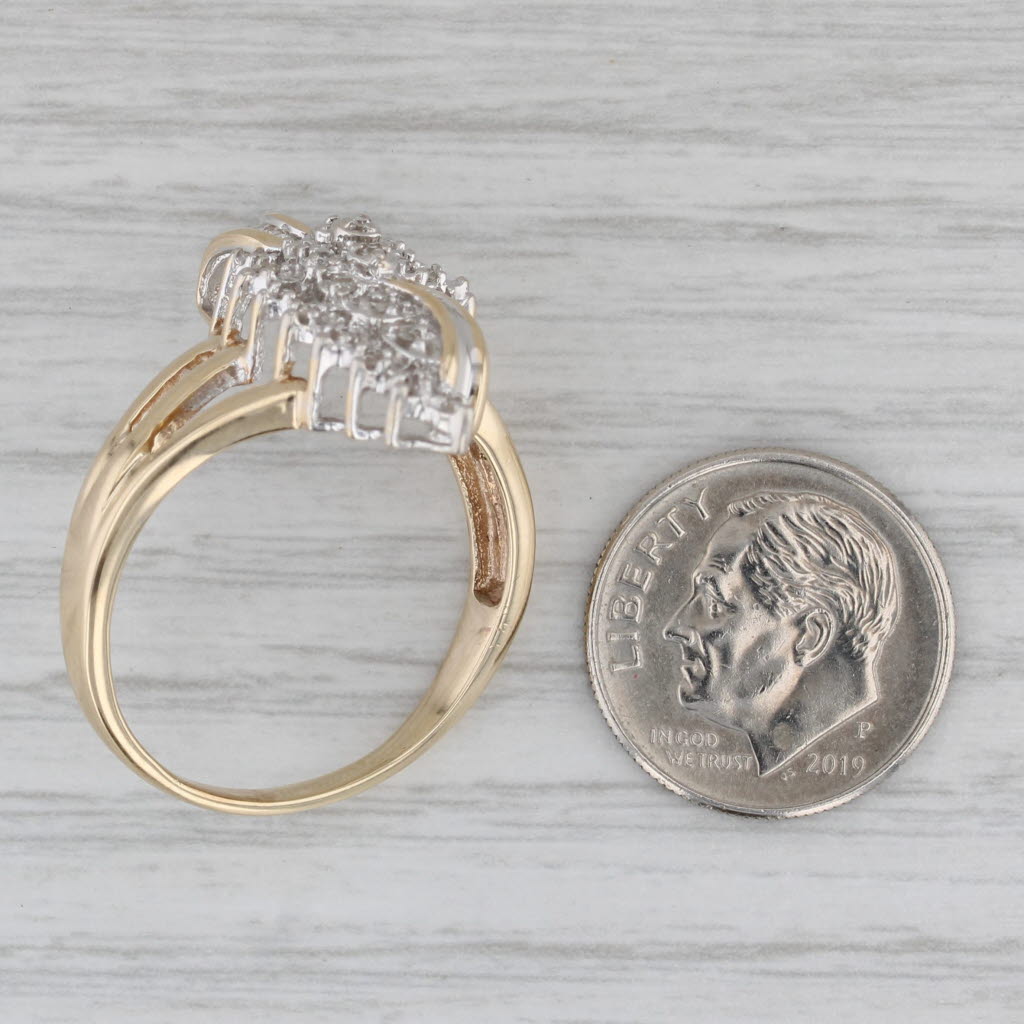 0.19ctw Diamond Cluster Ring 10k Yellow Gold Size 11.5 Cocktail