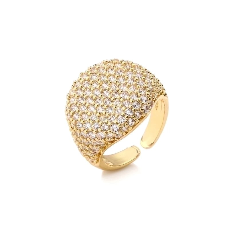 Copper Plating Geometric Zircon Copper Rings