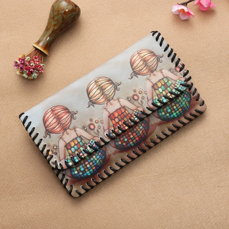 Women's Pu Leather Printing Animal Vintage Style Square Magnetic Buckle Phone Wallets