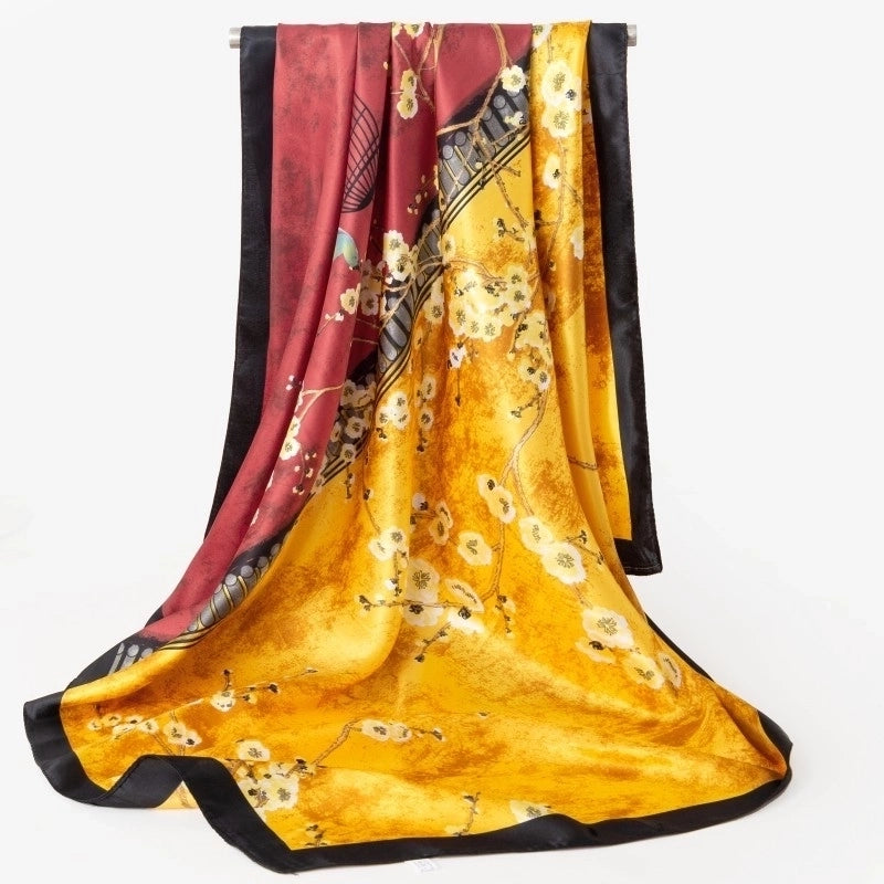 Spring Artificial Silk Women's Satin Scarf Printed All-matching Scarf 90 Large Kerchief Mother's Day Gift