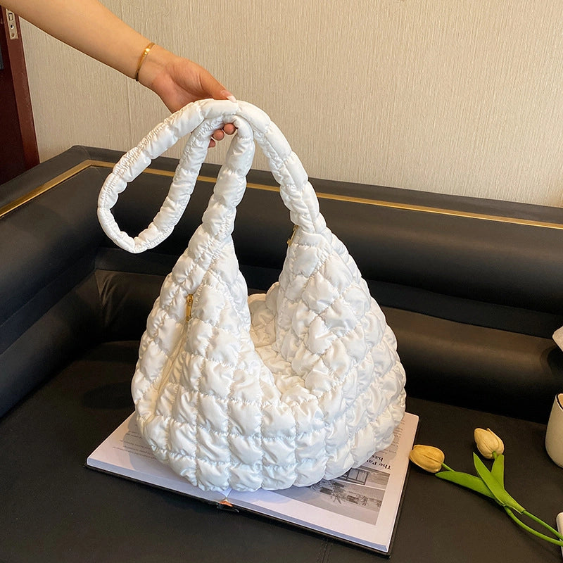 Women's Large Nylon Solid Color Streetwear Zipper Cloud Shape Bag