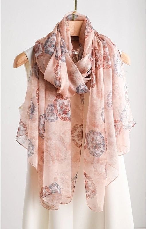 Women's Elegant Geometric Satin Silk Scarf