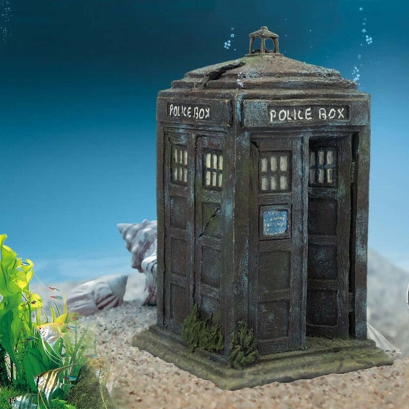 Retro Phone Booth Style Ornament For Aquarium
