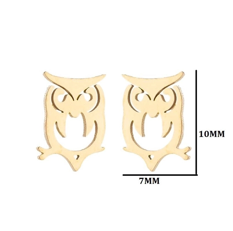1 Pair Fashion Animal Owl Plating 304 Stainless Steel 18K Gold Plated Ear Studs