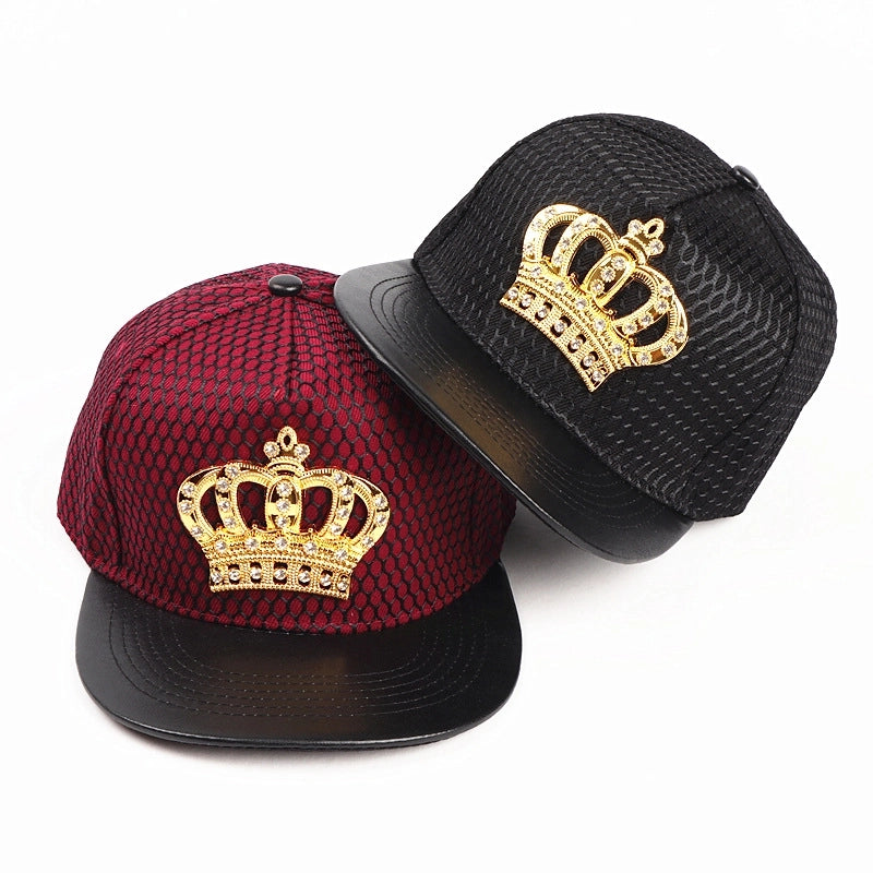 Unisex Retro Plaid Crown Rhinestone Baseball Cap