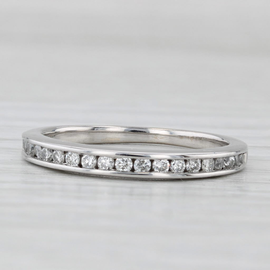 0.24ctw Diamond Wedding Band 14k White Gold Size 6.75 Stackable Channel Set
