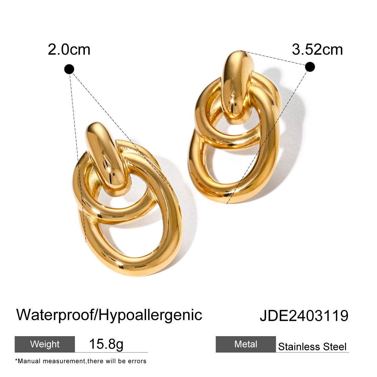 Circle Stainless Steel 18K Gold Plated Earrings