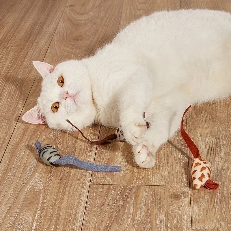 Pet Supplies Simulation Plush Mouse Doll Set Feather Mouse Scratch-resistant Bite Molar Cat Toy