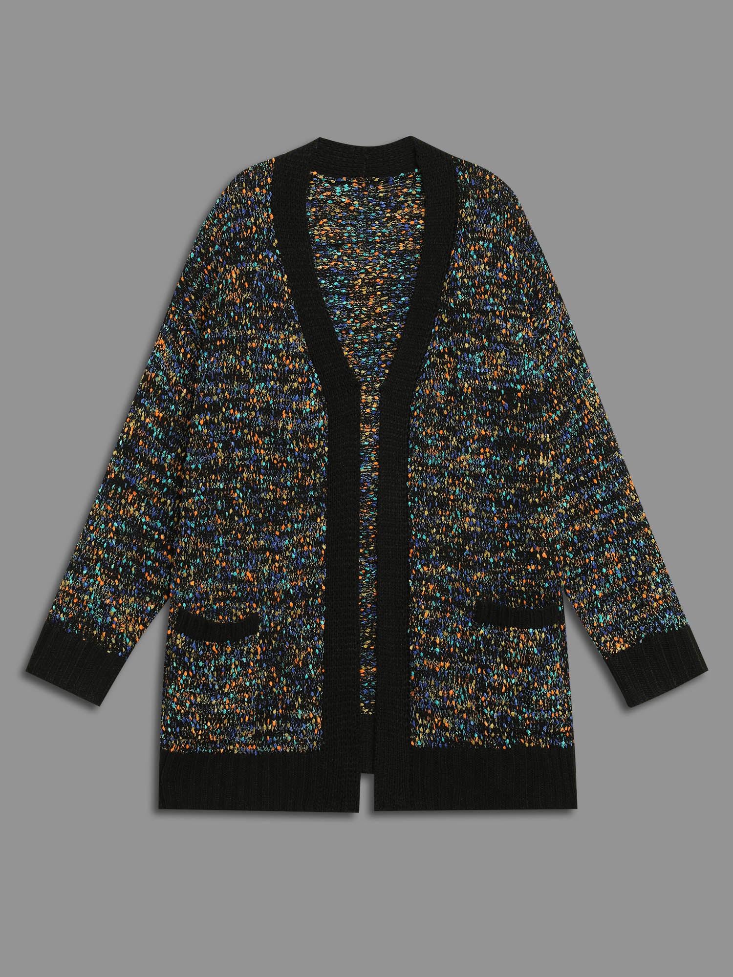 Twinkling Lights Contrast Hem Pockets Cardigan