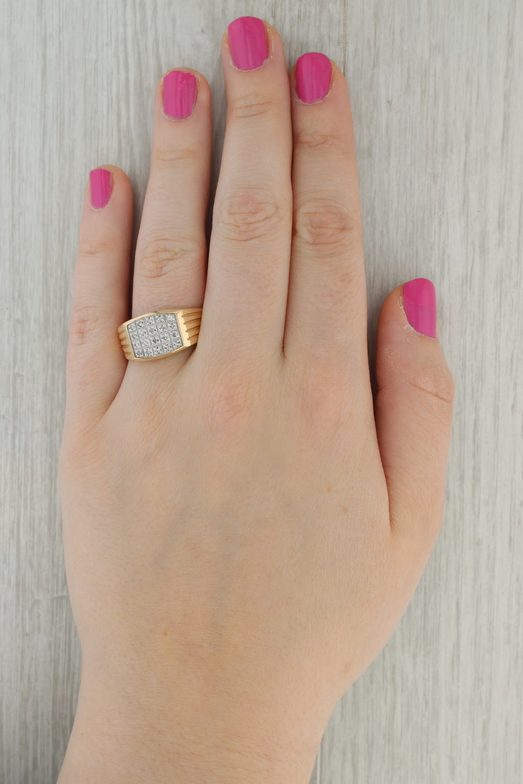 0.16ctw Diamond Men's Ring 10k Yellow Gold Size 13