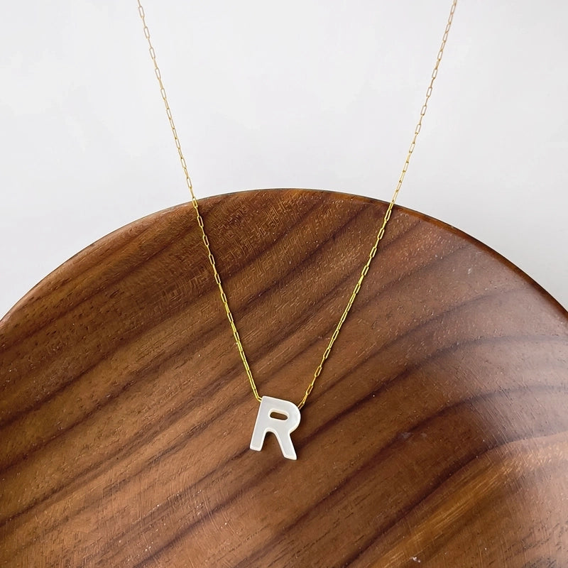 316L Stainless Steel  18K Gold Plated Minimalist Irregular Letter Shell Pendant Necklace