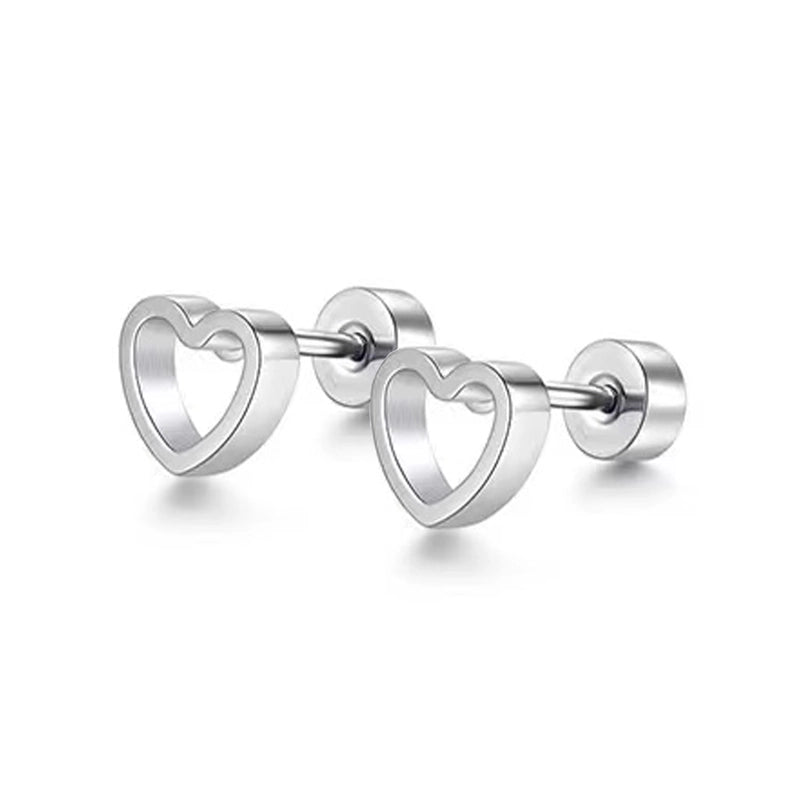 1 Pair Minimalist Moon Heart Shape Plating 304 Stainless Steel 18K Gold Plated Ear Studs