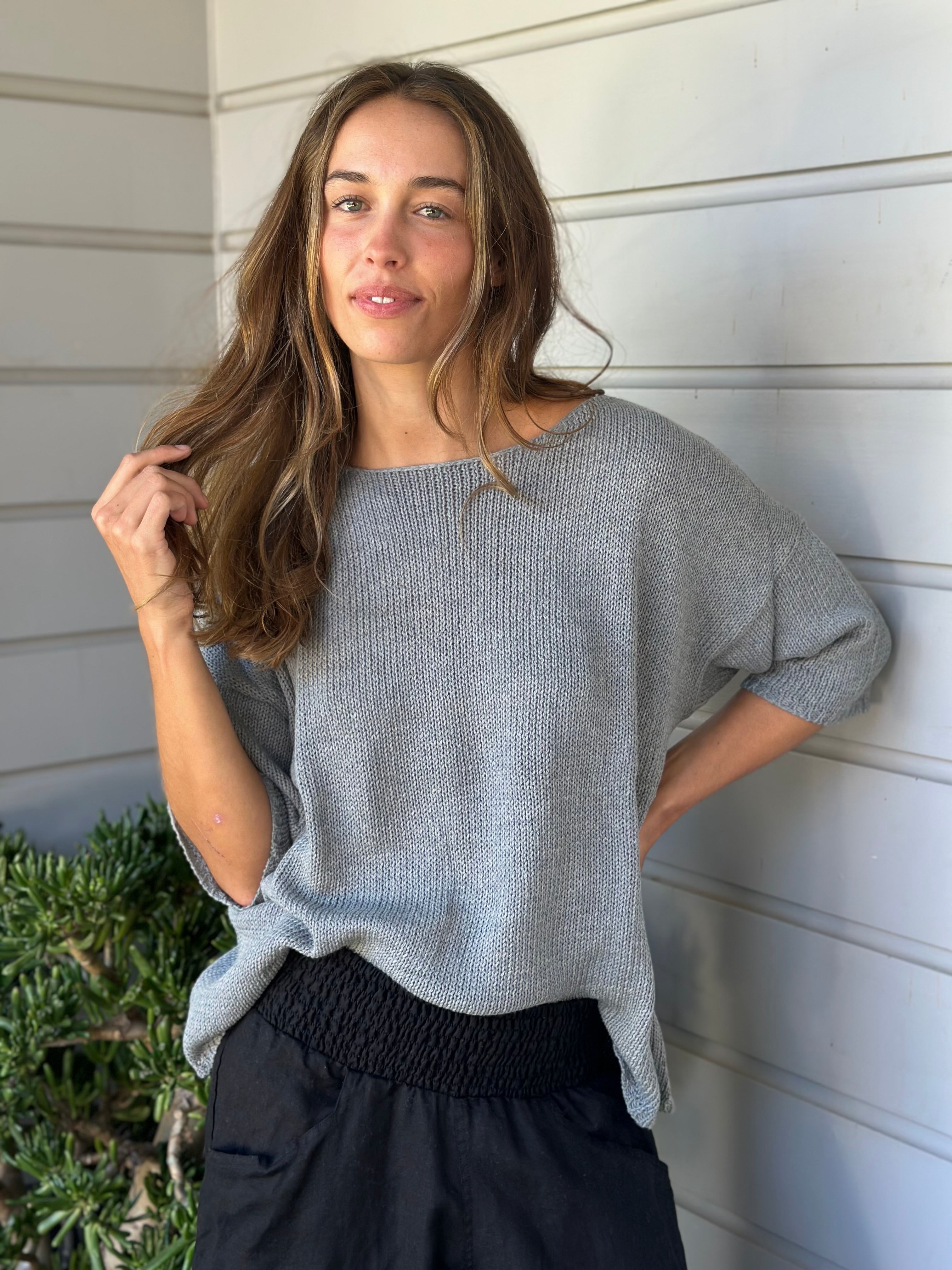 top - grey cotton knit