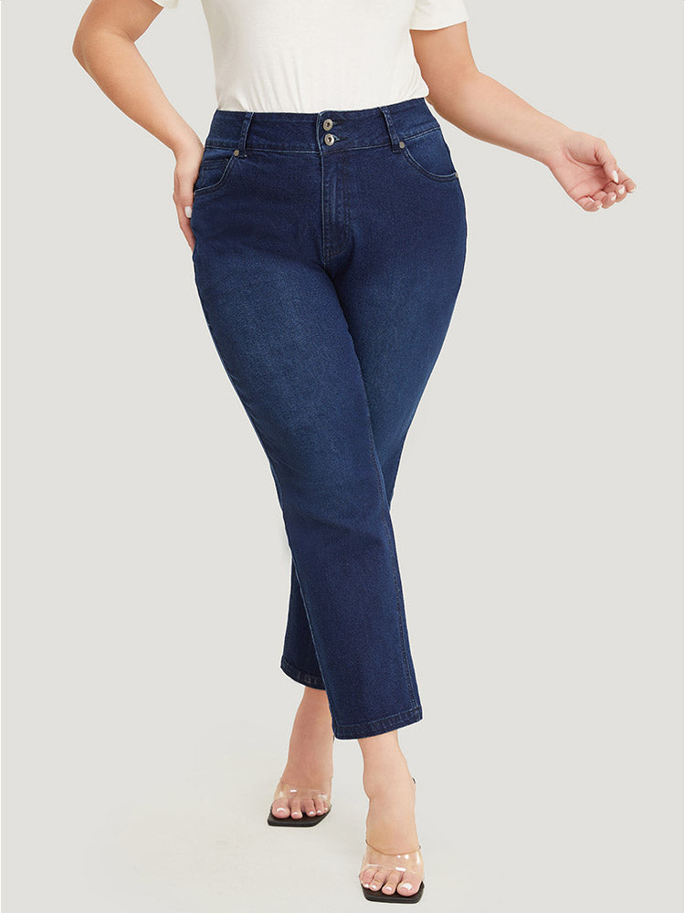 Very Stretchy High Rise Dark Wash Embroidery Back Jeans