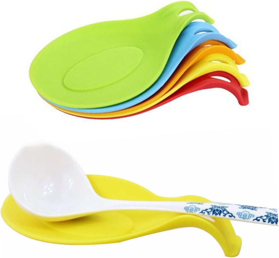 Kitchen Silicone Spoon Rest. Flexible Almond-Shaped. Silicone Kitchen Utensil Rest Ladle Spoon Holder BPA Free