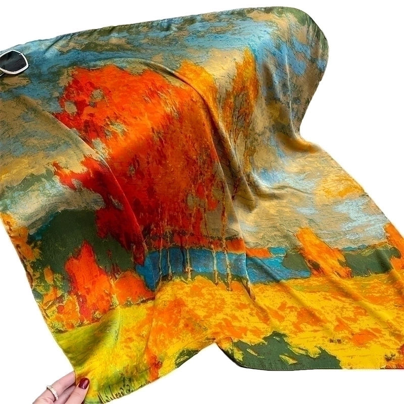 90cm Square Scarf Birch Simulation Silk Scarf Trend Ladies Silk Scarf