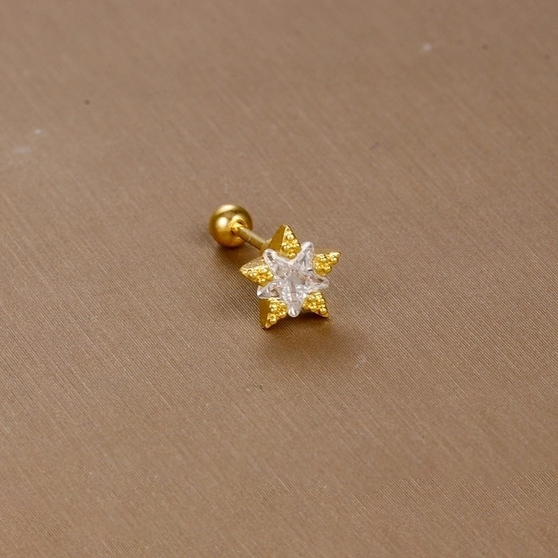 1 Piece Sweet Minimalist Flower Plating Inlay Titanium Steel Zircon Ear Studs