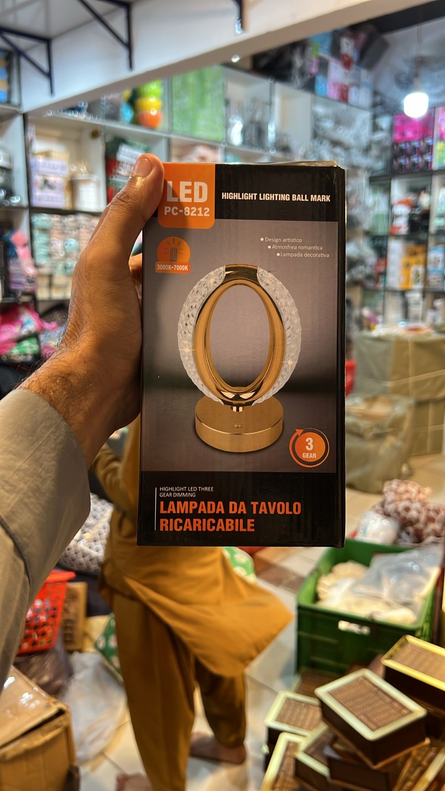 Gold-Plated Side Table Lamp with Multicolor Lighting