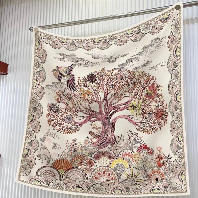 New High Quality Twill Forged Large Square Fashion 90*90cm Printed Silk Scarf Sunscreen Shawl Scarf
