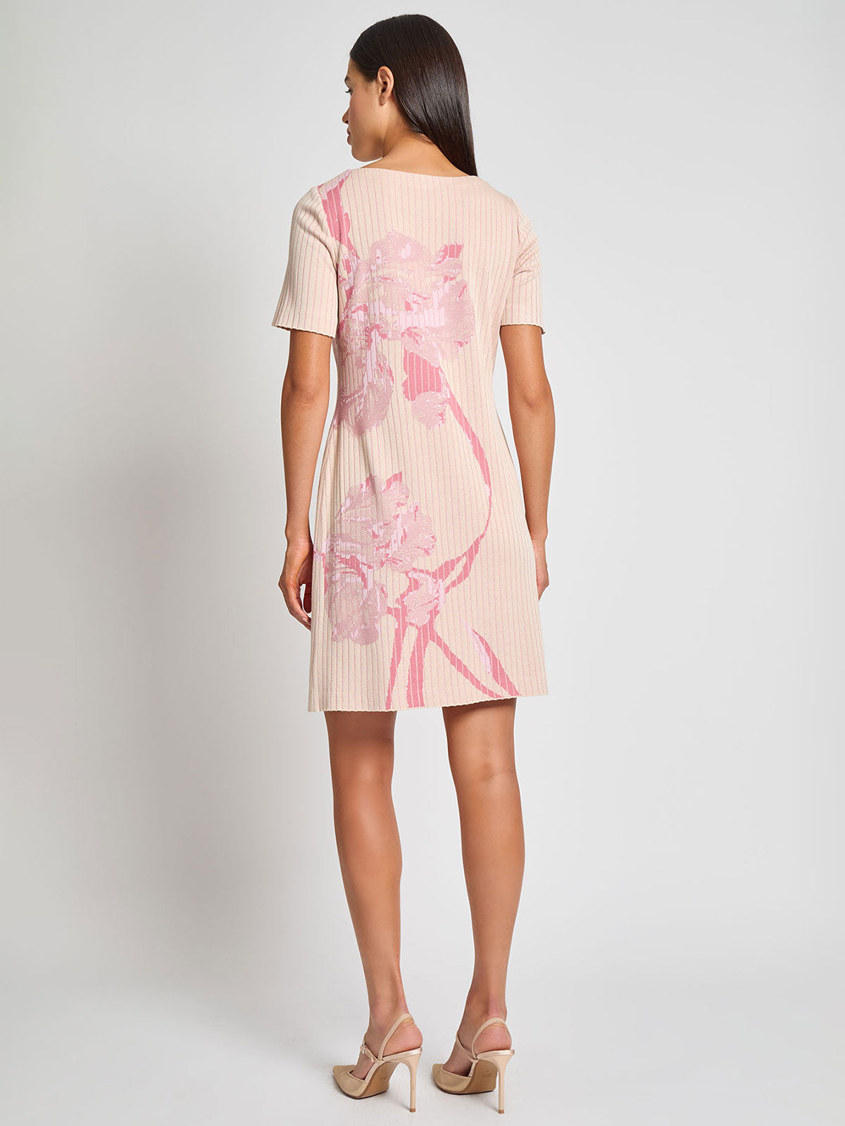 Floral A-Line Jacquard Soft Knit Dress - Modern Fit